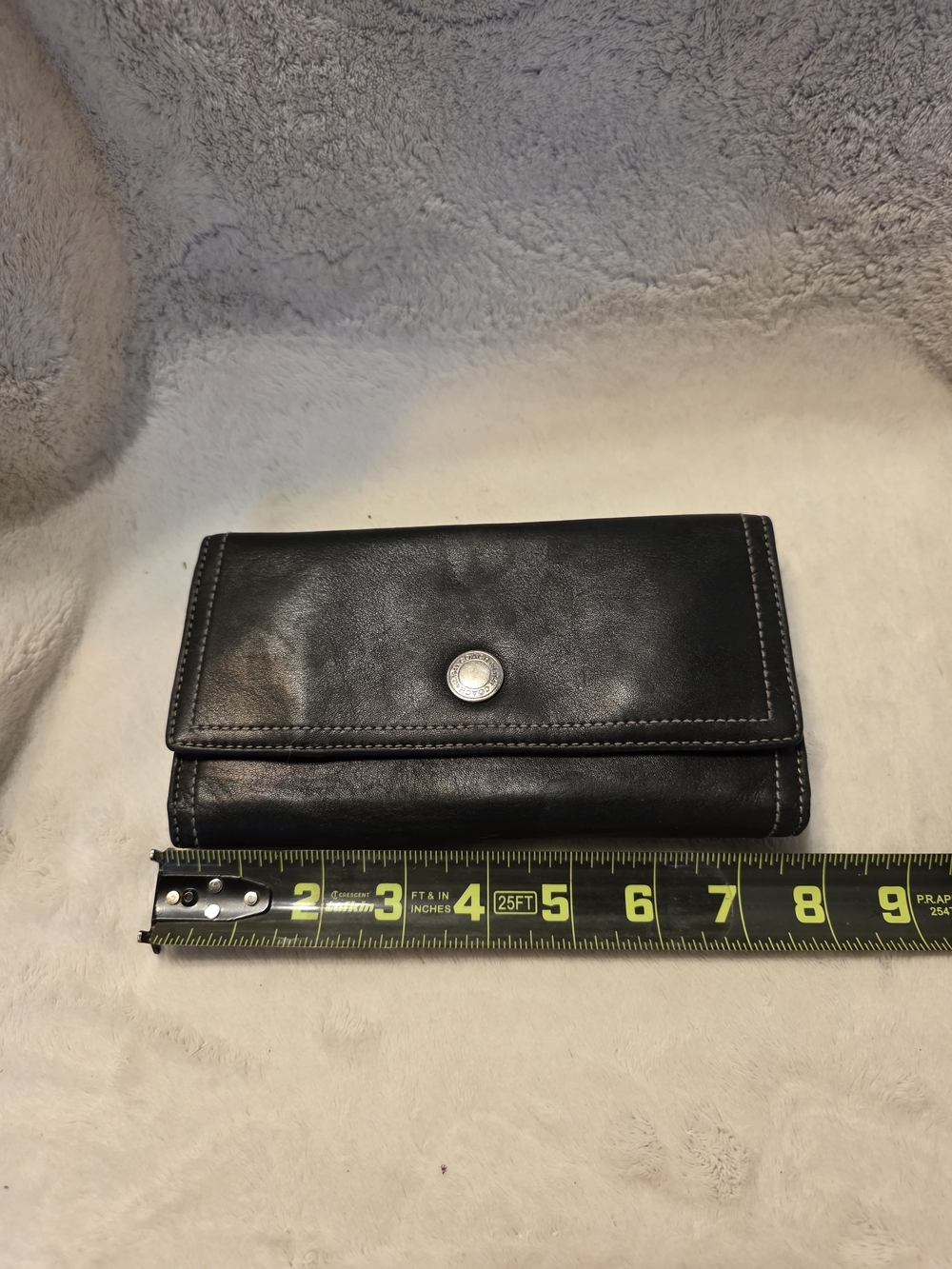 Coach Black Leather Trifold  Walley